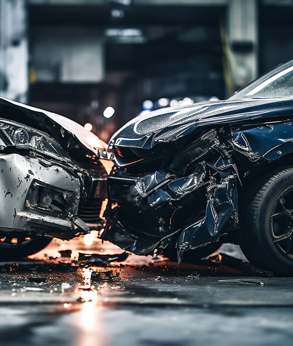 Head on car crash